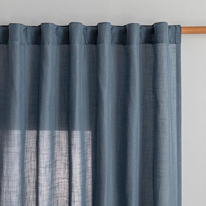 MYSKY HOME 96 Inches Semi Sheer Sliding Door Curtains Farmhouse Light Filtering - Image 2