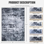 8x10 Area Rug Living Room Rug: Washable Modern Abstract Soft Thin Rug Indoor - Image 2