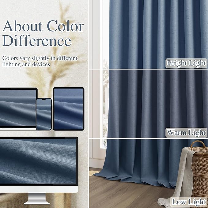 Guken 100% Blackout Curtains 108 Inch Length 2 Panels Set - Image 7