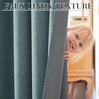 RYB HOME 100% Blackout Linen Textured Curtains 84 inches Long, Thermal - Image 3