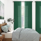 Dark Green Linen Curtains 90 Inch Long 2 Panels Set - Image 7