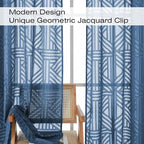 Simplebrand Semi Sheer Dusty Blue Curtains 30 Inch Length 2 Panels, Geometric - Image 4
