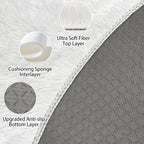 5x5 ft Tie Dye White Round Rug for Bedroom Room Fluffy Circle Rug Furry Carpet - Image 4