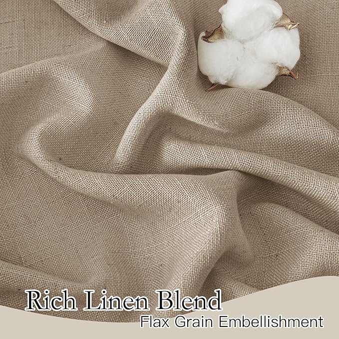 RYB HOME Linen Sheer Curtains for Living Room, Boho Classic Linen Blend Elegant - Image 2