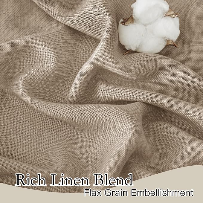 RYB HOME Light Filtering Linen Sheer Curtains, Back Tab Rod Pocket Privacy - Image 2