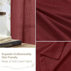 LAMIT Burgundy Red Linen Curtains 48 Inch Length 2 Panels, Light Filtering Semi - Image 7