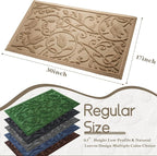 Boho Beige Floral Leaves Outdoor Indoor Entrance Doormats, Absorbent Durable - Image 2