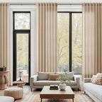 Sand Beige Linen Curtains 132 Inch Length by Nanspring