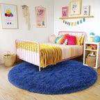 3'x3' Blue Round Rug for Bedroom, Ultra Soft Fluffy Circle Rug for Kids Girls - Image 7