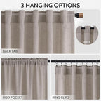 Nanspring Stone Beige Linen Curtains 84 Inches Long - Image 2