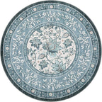 GarveeHome Misty Blue Botanical Grove 6ft Round Rug, Small Circle Vintage - Image 5