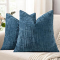 decorUhome Navy Blue Chenille Euro Sham Throw Pillow Covers 22x22 Set of 2 by decorUhome