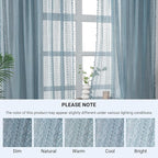 WAZZIO Boho Lace Curtains 84 Inches 2 Panel, Light Filtering Privacy Tassel & - Image 8