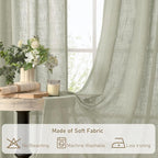 LAMIT Sage Grey Linen Curtains 48 Inch Length 2 Panels, Light Filtering Panels - Image 8