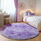 ONASAR Round Rugs 5ft for Bedroom Living Room, Tie-Dyed Purple Fluffy Circle by ONASAR