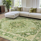 RELEANY Area Rugs 9'x12' Washable Non-Slip, Floral Vintage Distress Print - Image 2