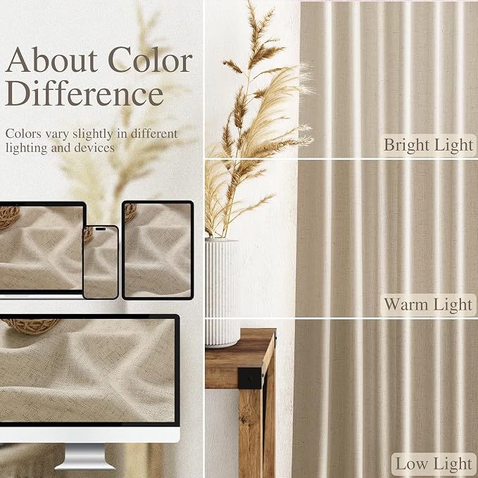 Nanspring Taupe Burlywood Curtains 63 Inch Length - Image 3