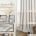 Guken Light Beige Linen 100% Blackout Curtains 96 Inches Long Floor to Ceiling - Image 7