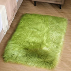 Goolela Lime Green Fluffy Fuzzy Fur Rug - Image 2