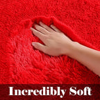 ONASAR Red Area Rugs for Bedroom Living Room, Fluffy 4x6 Indoor Bedside Floor - Image 3