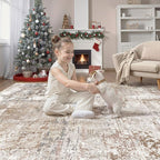 UERMEI Square Area Rugs : Washable 6x6 Neutral Modern Abstract Carpet - Image 3
