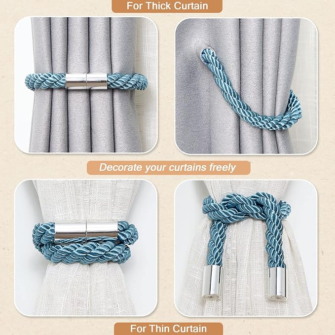 NICEEC 4 Pack Strong Magnetic Curtain Tiebacks Modern Simple Style Drape Tie - Image 6