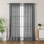 Simplebrand Semi Sheer Charcoal Grey Curtains 96 Inches Long 2 Panels, Light by Simplebrand
