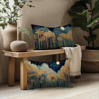 Rustic William Morris Inspired Gold Forest Moon Pillow Covers 12x20 Set of 2 - Image 5