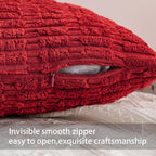 Pack of 2 Christmas Red Corduroy Decorative Throw Pillow Covers 12x24 Inch Soft - Image 3