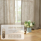 LAMIT Taupe Linen Curtains 24 Inch Length, Semi Sheer Light Filtering Window - Image 4