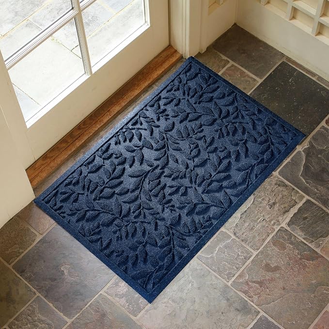 Blue Leaves Outdoor Indoor Entrance Doormats, Absorbent Durable Heavy Duty - Image 3