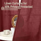 LAMIT Red Linen Curtains 40 Inches Long - Image 6