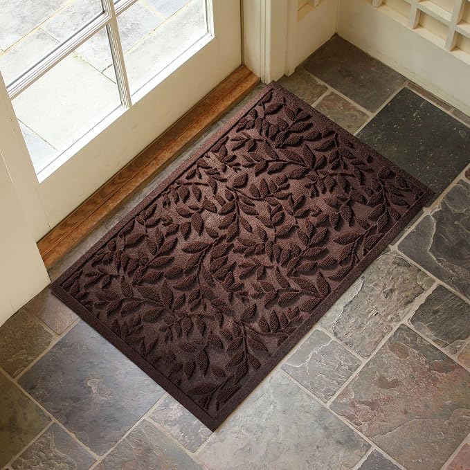 Coffee Brown Leaves Outdoor Indoor Entrance Doormats, Absorbent Durable Heavy - Image 3