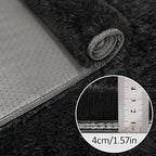 2x8 Bedside Area Rugs for Bedroom Soft Fluffy Shag Black Rug for Hallway - Image 5