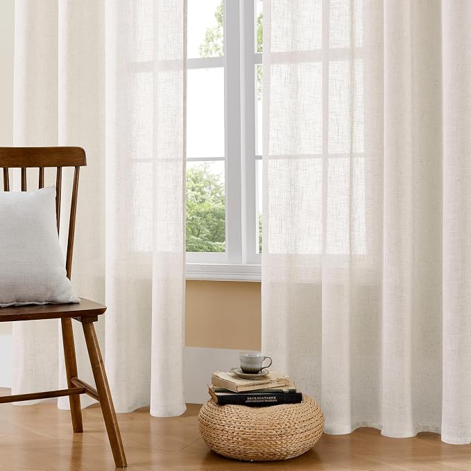 Joydeco Linen Curtains 72 Inch Length 2 Panels Set - Image 3