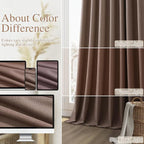 Guken Mocha Mousse 100% Blackout Linen Curtains 96 Inch Length 2 Panels Set - Image 7