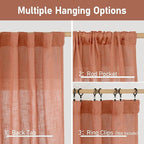 LAMIT 48 Inch Short Window Linen Curtains, Light Filtering Panels Back Tab and - Image 3