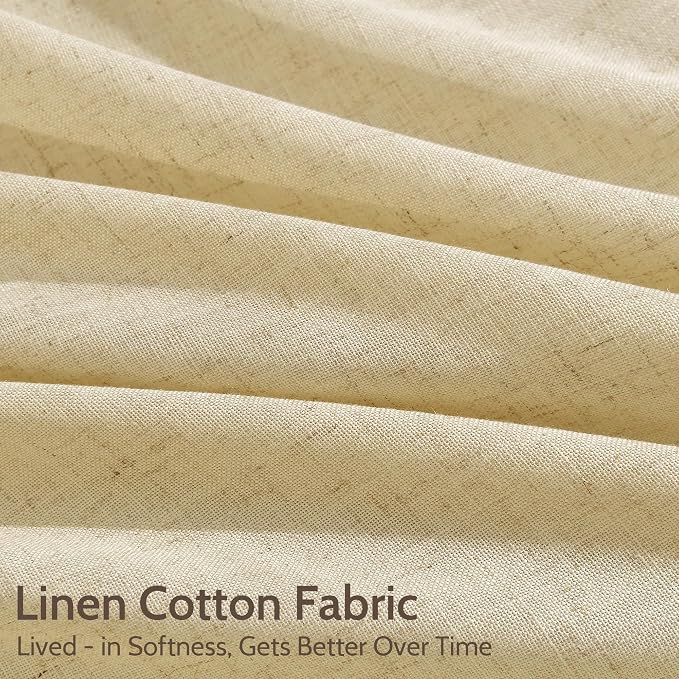 Nanspring Cream Yellow Linen Curtains 63 Inch Length - Image 4