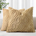 decorUhome Throw Pillow Covers 22x22 Inch Set of 2, Soft Plush Faux Wool Khaki by decorUhome