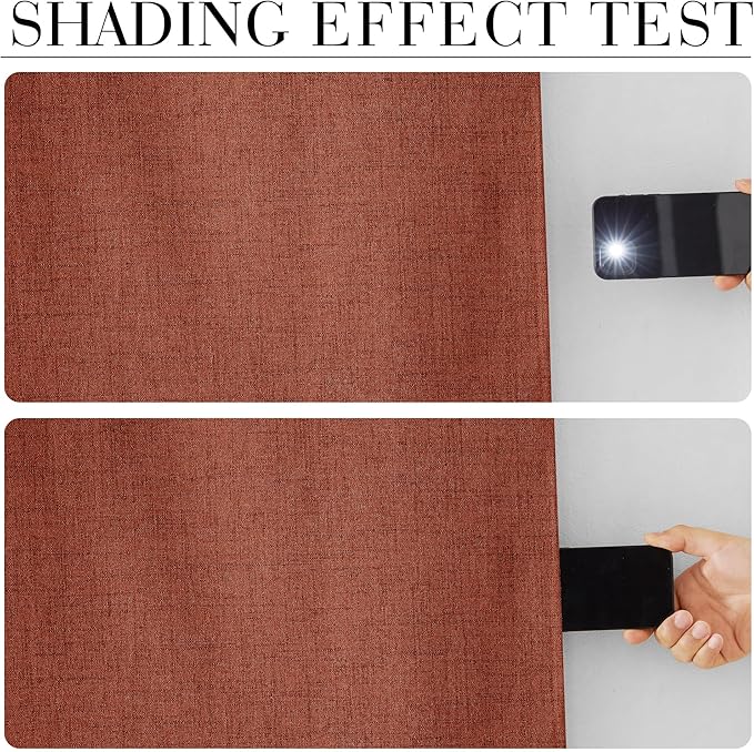 RYB HOME 100% Blackout Linen Textured Curtains 84 inches Long, Insulating - Image 6