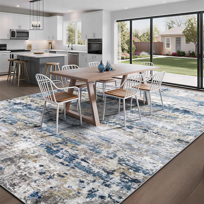 Area Rugs 10x14 Living Room: Washable Rug Modern Abstract Neutral Soft Non-Slip - Image 6