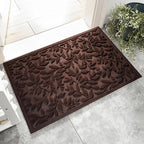 Coffee Brown Leaves Outdoor Indoor Entrance Doormats, Absorbent Durable Heavy by VivaNest