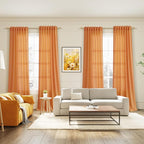 Nanspring Orange Linen Blend Drapes 84 Inch Length 2 Panels Set Back Tab Rod - Image 7