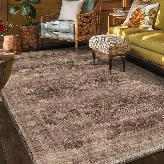 Hazo Haus Boho Taupe Brown 5x7 Living Room Rug - Image 9