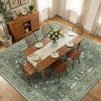 Area Rugs Square 10ft Washable Non-Slip, Floral Vintage Distress Print Pattern by RELEANY