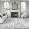 Area Rug 10x12 Vintage Washable Living Room Large Gray Carpet Non Slip Bedroom by Soalmost