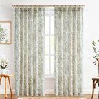 jinchan Pinch Pleated Curtains Floral Linen Blend Curtains - Image 2
