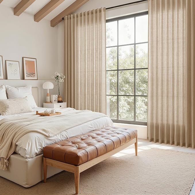 Sand Beige Linen Curtains for Living Room 98 Inches Long Simple Modern Light - Image 7