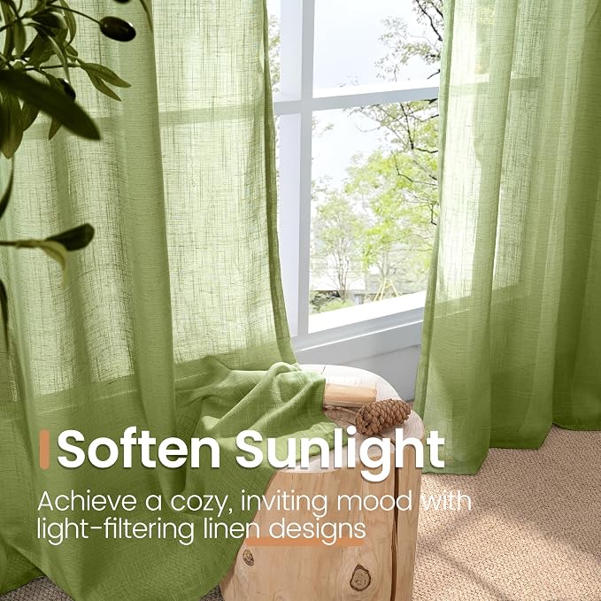 BGment Short Linen Semi Sheer Curtains 40 Inch Length - Image 4