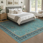 Washable 5x8 Teal Rug for Living Room, Boho Area Rugs for Bedroom Under Bed - Image 6